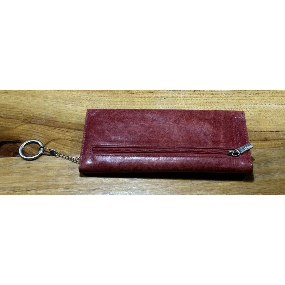 Hobo Original Sadie Red Leather Trifold Wallet Clutch Magnetic Closure EUC